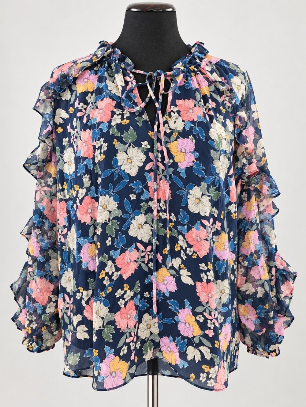 Shoshanna Silk Floral Ruffle Blouse Size L